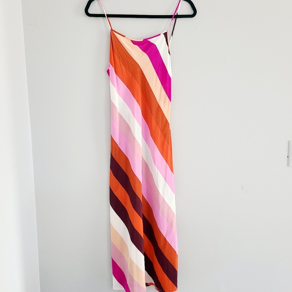Diane Von Furstenberg Striped Silk Slip Dress S - Picture 5 of 5